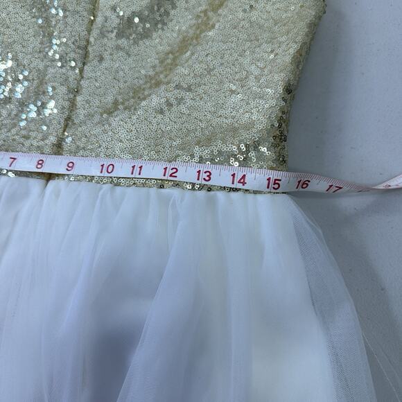 Custom Gold Sequin Cap Sleeve Bodice With Tulle Skirt, Double Lined Formal Zip main image 5